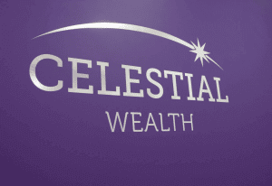 A wall graphic reading "Celestial Wealth".