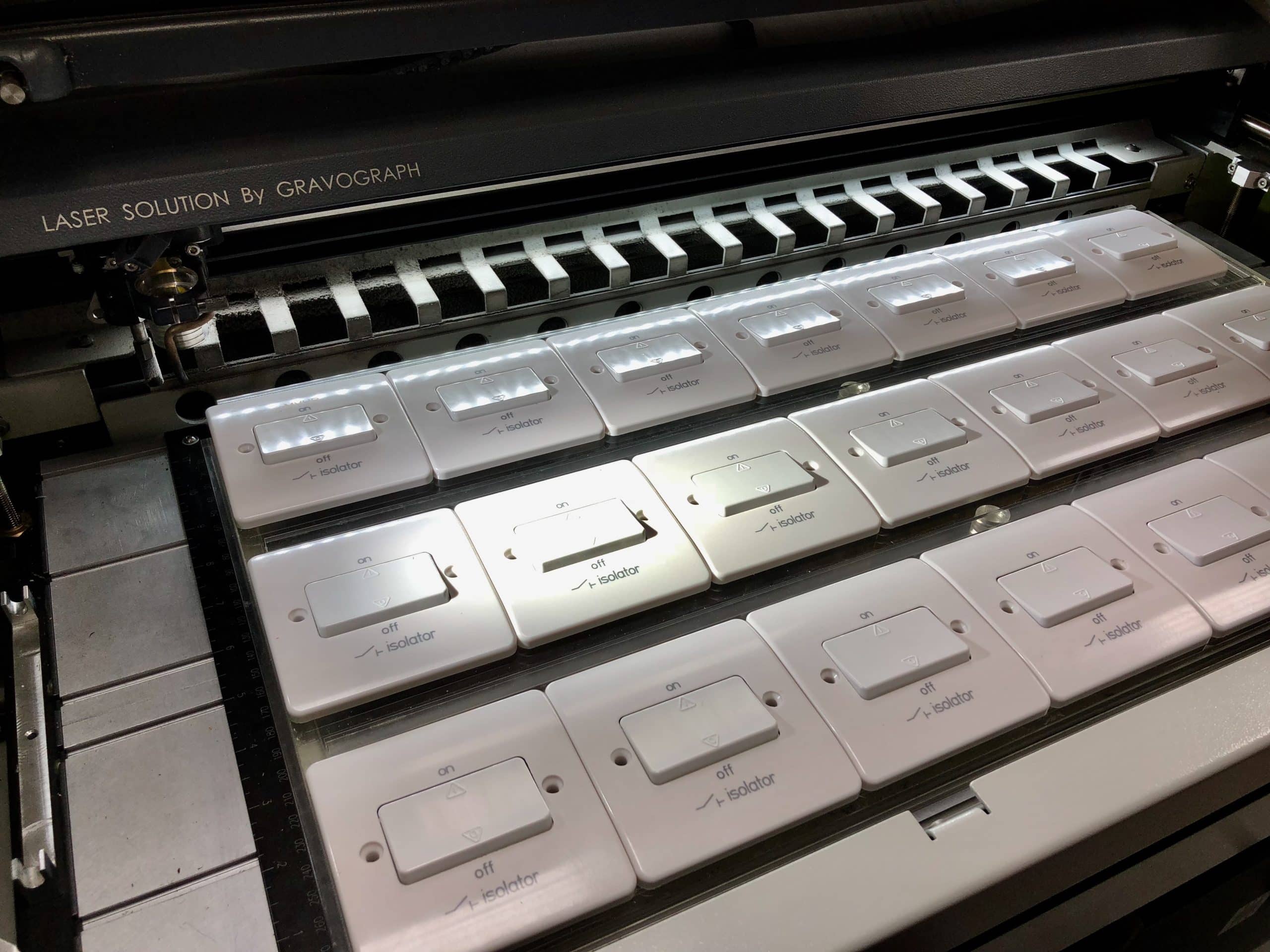 Rows of on/off switches.