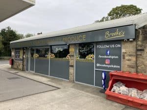 An exterior shopfront for Brooke's Farm Shop.