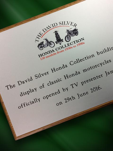 engraved silver look plaque with backboard